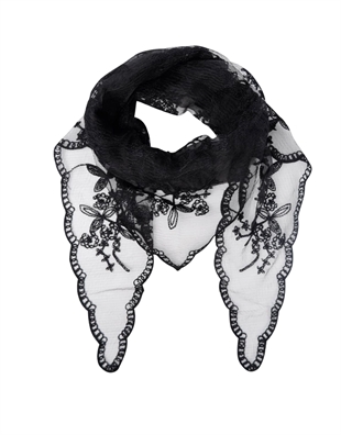 Black Colour - BCmiriana triangle lace scarf black